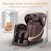 Znines Zero Gravity Full Body Massage Chair Recliner with 10 Rollers, Heat Therapy & Foot Rollers and Bluetooth, Touch Screen for Home Office, Brown