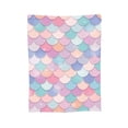 thumbnail image 2 of LNWH Colorful Fish Scale Art Pattern Throw Blanket, Fluffy Soft Cozy Bed Flange Plush Blankets, 80"x60", 2 of 8