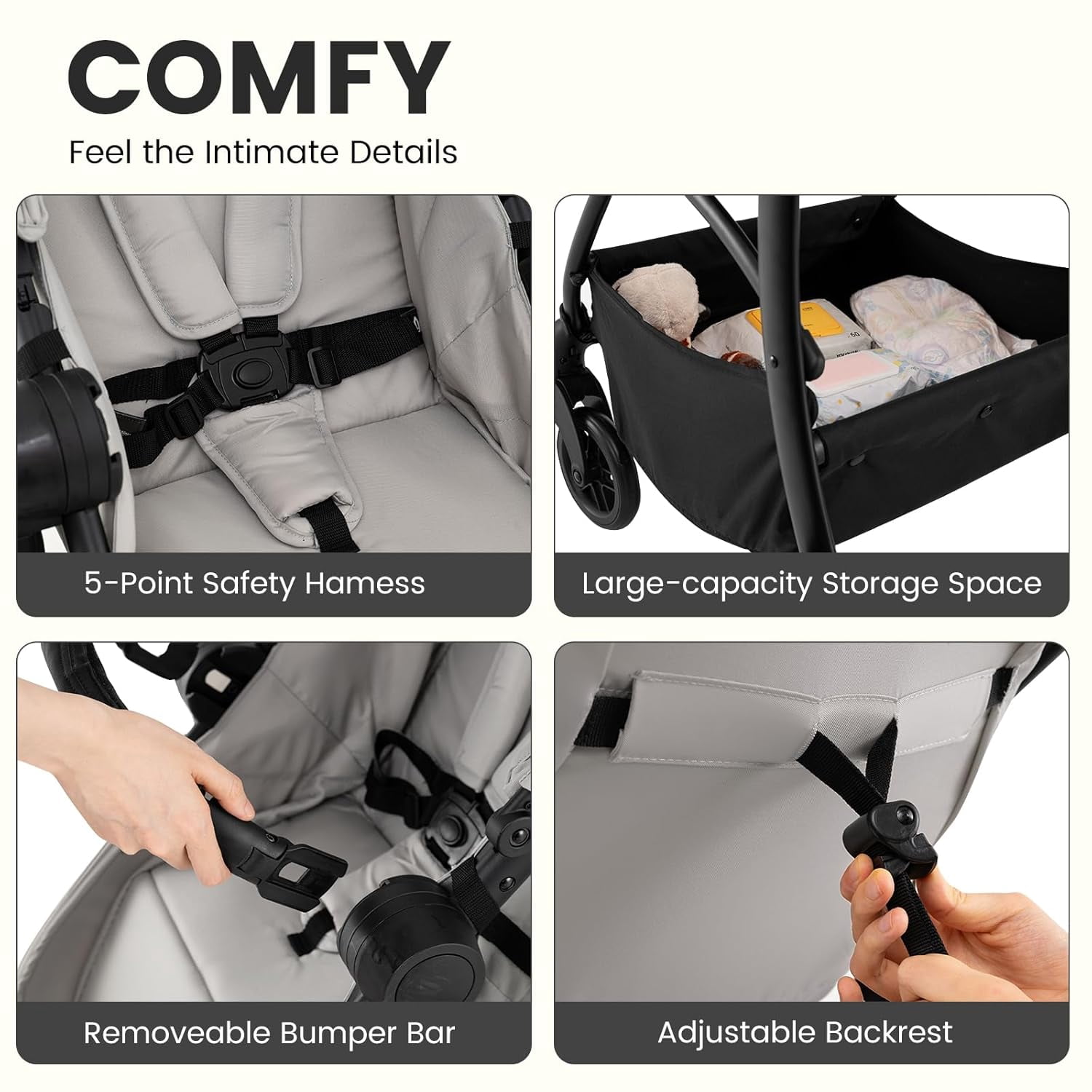 INFANS 2 in 1 Baby Stroller, Convertible Stroller with Bassinet Reversible Seat Adjustable Backrest Canopy One Hand Fold, Compact Toddler Pushchair for Kids Infants Newborns 0-36 Months