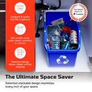 Sturdy Essentials Multi Recycling System with Three 6 Gallon Stackable Bins, 3 Pack, Blue/Grey/Green