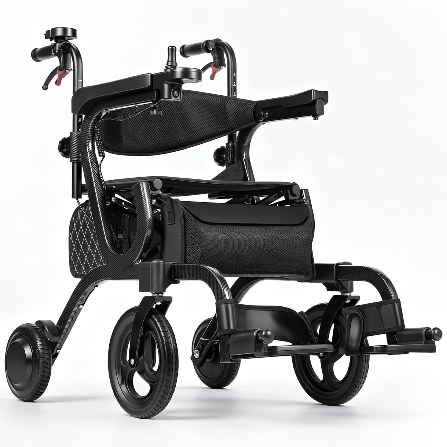 Sinceborn 4 in 1 Intelligent Electric Rollator Walker with Seat, Lightweight Foldable Wheelchair Walker Combo,Detachable Footrests, 10" Wheels Electric Wheechair for Adults,High Style