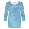thumbnail image 4 of Cavosen Womens 3/4 Sleeve Shirts Gradient Sparkle Glitter Shiny Print T-Shirts Round Neck Casual Blouse Dressy Trendy Pullover Tops Flowy Workout Tees Summer Vacation Clothes XL, 4 of 5