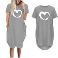 thumbnail image 2 of Vestido suelto de manga corta informal con estampado floral de moda de verano para mujer con bolsillo y cuello redondo Pompotops ghjkhdj13527, 2 of 5