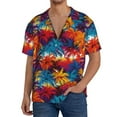 thumbnail image 3 of Fotbe Colorful Hawaii Palms print Short Sleeve Button Down Shirts for Men Casual Summer Beach Wrinkle Free Shirt-3X-Large, 3 of 7