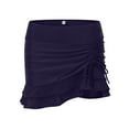 thumbnail image 4 of PEASKJP Women Swim Skirt High Waisted Tulip Hem Sporty Drawstring Skirted Swimdress Skirt Dark Blue M, 4 of 5
