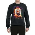 thumbnail image 2 of Wild Bobby, Tiger Growling Colorful Trippy Tie Dye Animal Lover Unisex Crewneck Graphic Sweatshirt, Black, Small, 2 of 3