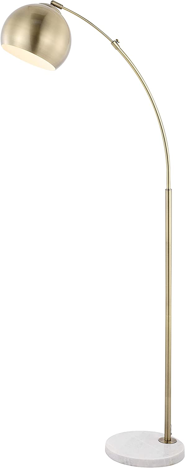 Modern Arc Floor Lamp with Rotatable Metal Shade & White Marble Base
