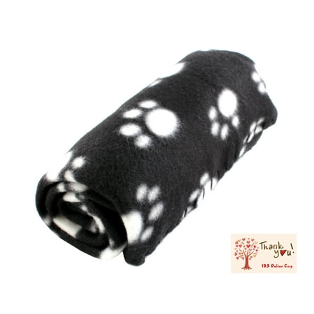 Black Soft Fleece Pet Dog Cat Puppy Kitten Warm Blanket Sleep Bed Mat with Paw (Best Way To Get Dog Paw Print)