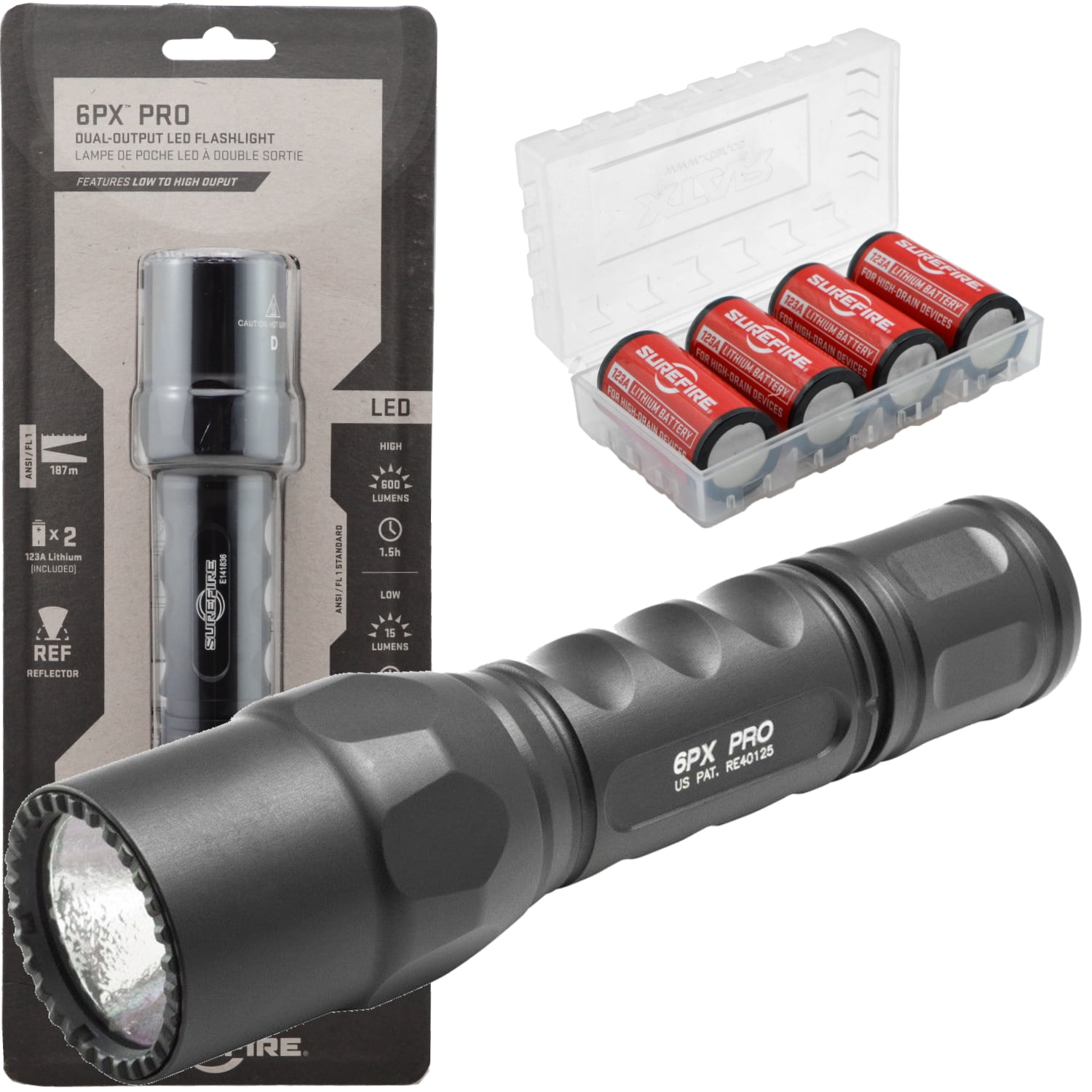 Mini Tactical Flashlight 50 Lumens Black w/ Belt Holster CR123A Battery T3 