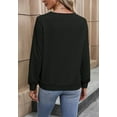 thumbnail image 5 of Solid Color Pleated V Neck Long Sleeve Basic Sweater for Women Black Small, 5 of 5