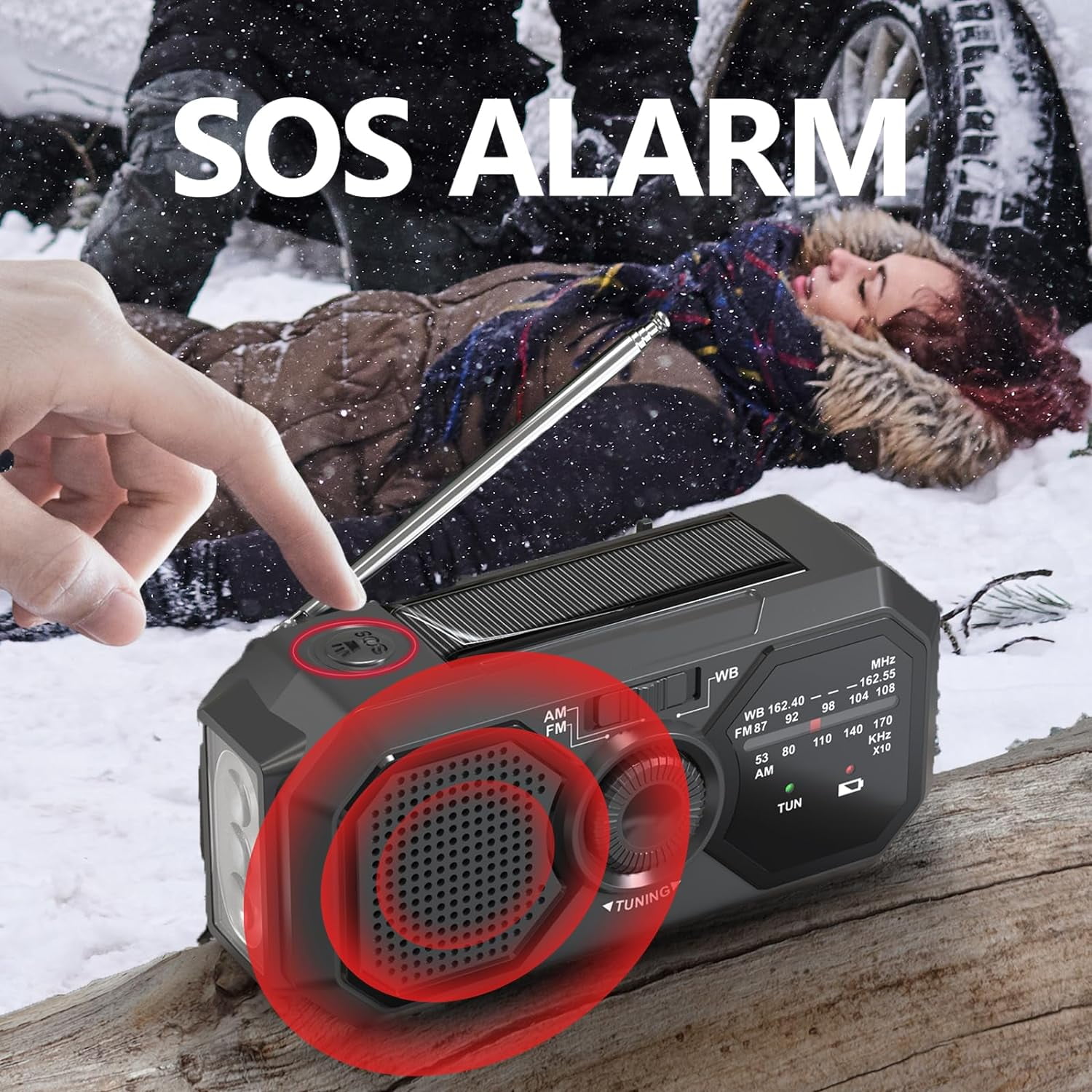 Emergency Hand Crank Radio, with LED Flashlight for Emergency, AM/FM Portable Weather Radio, for USB Charged & Solar Power for Camping, Emergency (Black)