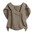 thumbnail image 2 of Kelon Womens Summer Tops Short Sleeve Shirts Cowl Neck Boho Tops Oversized Shirt Clothing Work Blouses Business Casual Outfits, L, 2 of 3