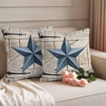 thumbnail image 2 of Texas Star Vintage Outdoor Waterproof Pillow Covers, Navy Blue Retro Berry Wooden Decorative Square Throw Pillowcase Sofa Cushion Sham for Patio/Couch/Chair, 16"x16" 2 Pack, 2 of 8