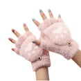 thumbnail image 2 of BRGZLK Gloves for Girls Winter Students Half Finger Flip Cover Cartoon Plush Autumn Winter Fleece Lined Thickened Warm Gloves Fashion Winter Outdoor Sport Warm Gloves Pink M, 2 of 2