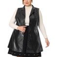 thumbnail image 1 of Chalecos de talgrande pamujer, sin mangas, con solapa, casual, chaquetas de PU, chaleco Negro 1X, 1 of 6