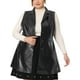 thumbnail image 1 of Chalecos de talgrande pamujer, sin mangas, con solapa, casual, chaquetas de PU, chaleco Negro 1X, 1 of 6