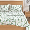 thumbnail image 2 of Great Bay Home Christmas Flannel Sheet Set - 100% Turkish Cotton - Double Brushed - King, Wreath, 2 of 6