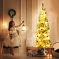 thumbnail image 5 of Costway 6FT Tinsel Tree Slim Pencil Christmas Tree Champagne Gold, 5 of 10
