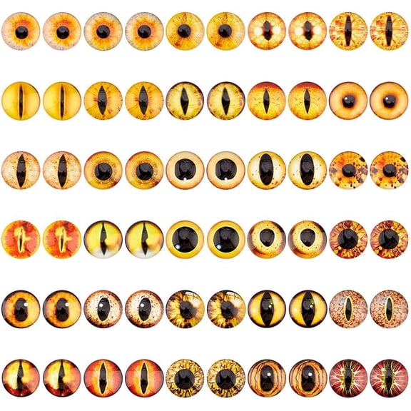 60 Pcs Dragon Eyes Glass Cabochon for Clay Making 25mm(1 Inch) Animal Glass Eye Round Cabochon Half Round Glass Dome