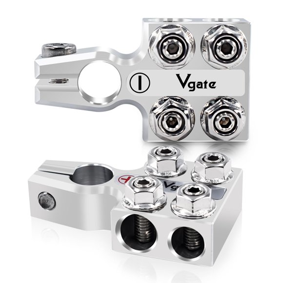 Vgate 8-Way Lead Acid Battery Car Terminal Connector, AGM Post Terminal Ends, 8AWG up to 4/0(XL) AWG Gauge, Positive & Negative for SAE/DIN