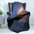 thumbnail image 4 of Beach Pathway Soft Flannel Fleece Blanket, Wooden Bridge on Sea at Sunset in Laem Phak Bia Ban Laem Phetchaburi Thailand, Cozy Plush for Indoor and Outdoor Use, 70" x 90", Multicolor, by Ambesonne, 4 of 5