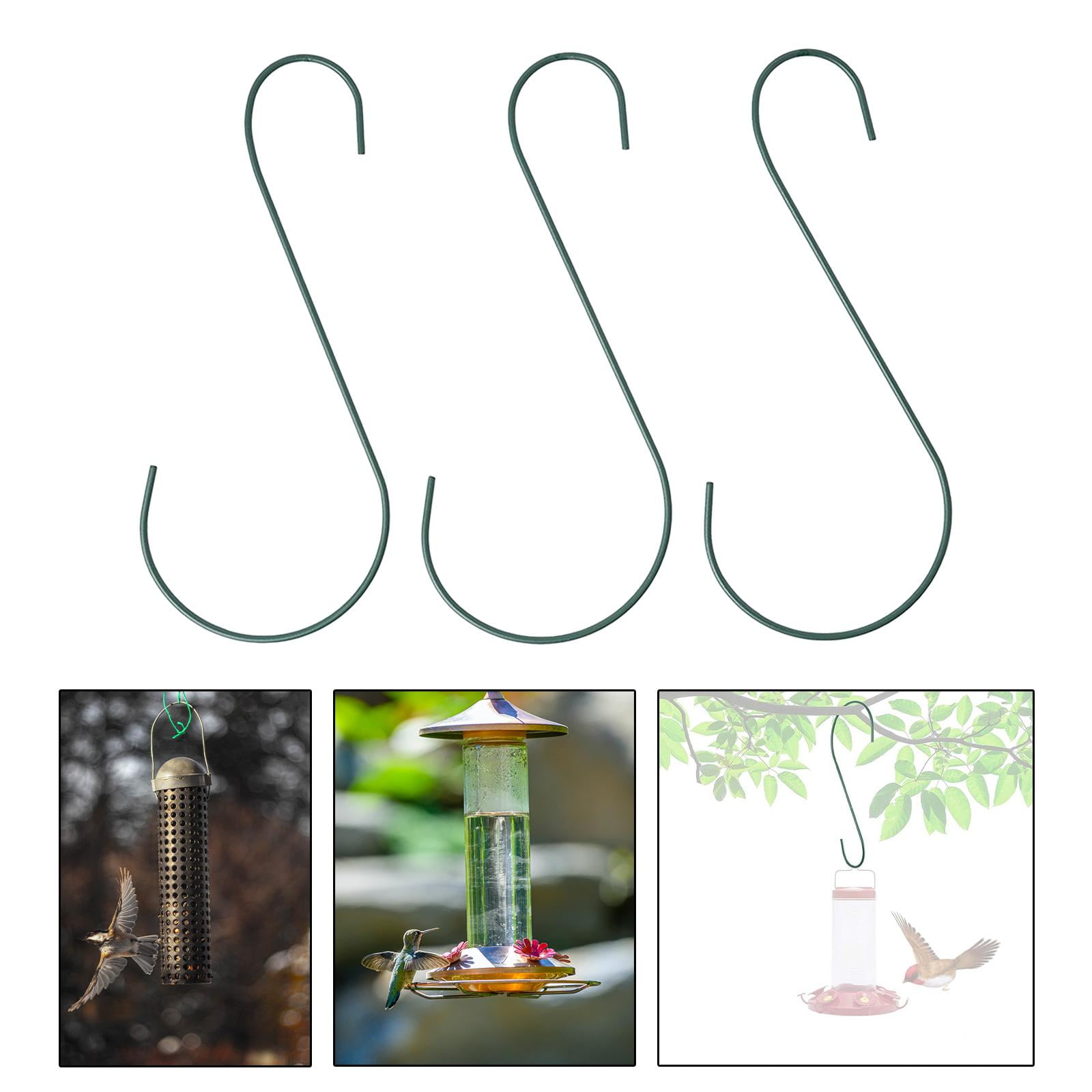 3x S Shaped Bird Feeder Hook Clips Premium 30cm Easy to Use Hanging Metal Tree Branch Hook
