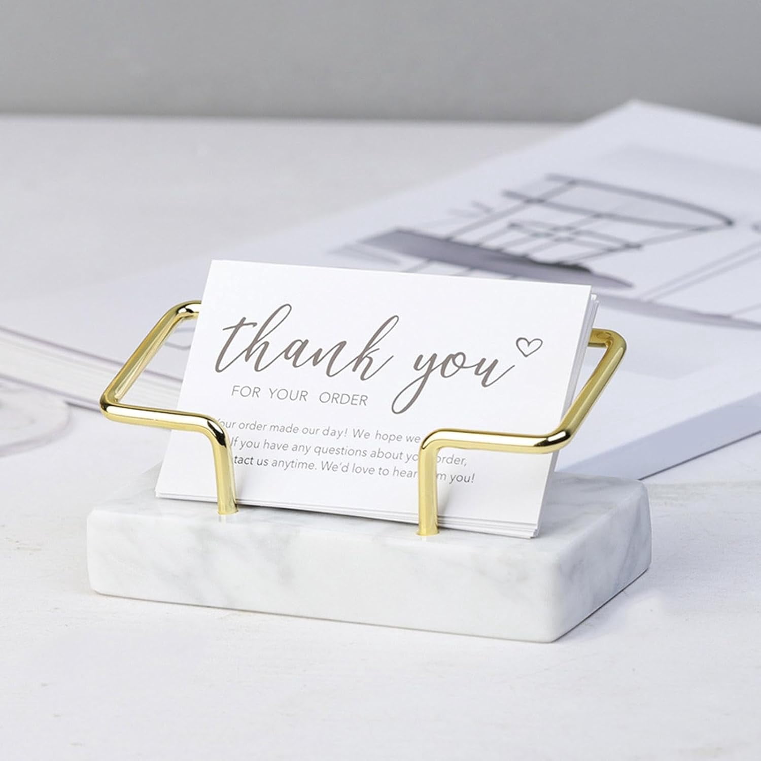 ABPETE Elegant Marble Business Card Holder,Modern Desk Organizer & Home Decor Display, Unique Office Accessory & Gift for Workspace