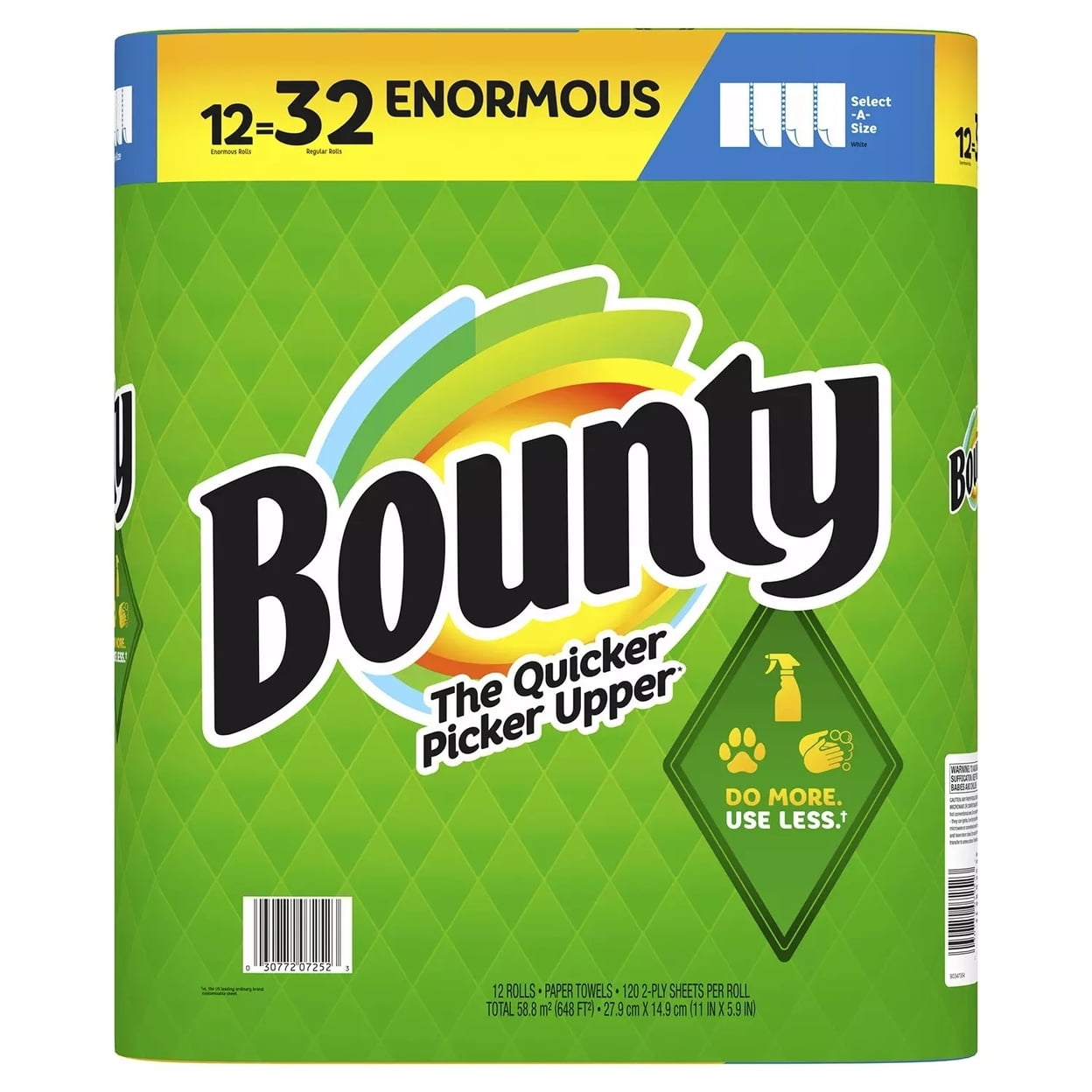 Bounty Select-A-Size 2-Ply Paper Towels, 120 Sheets/Roll (12 Rolls)