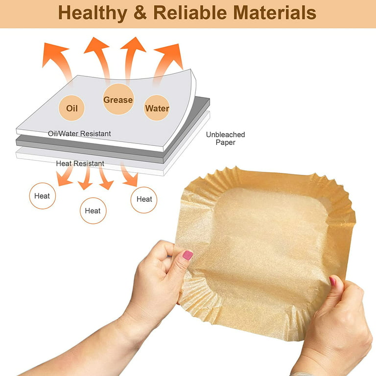 M BUDER Air Fryer Disposable Paper Liners, 100PCS Non-Stick Air Fryer  Parchment Liner, Oil Resistant, Waterproof, Food Grade Baking Paper for 5-8  QT