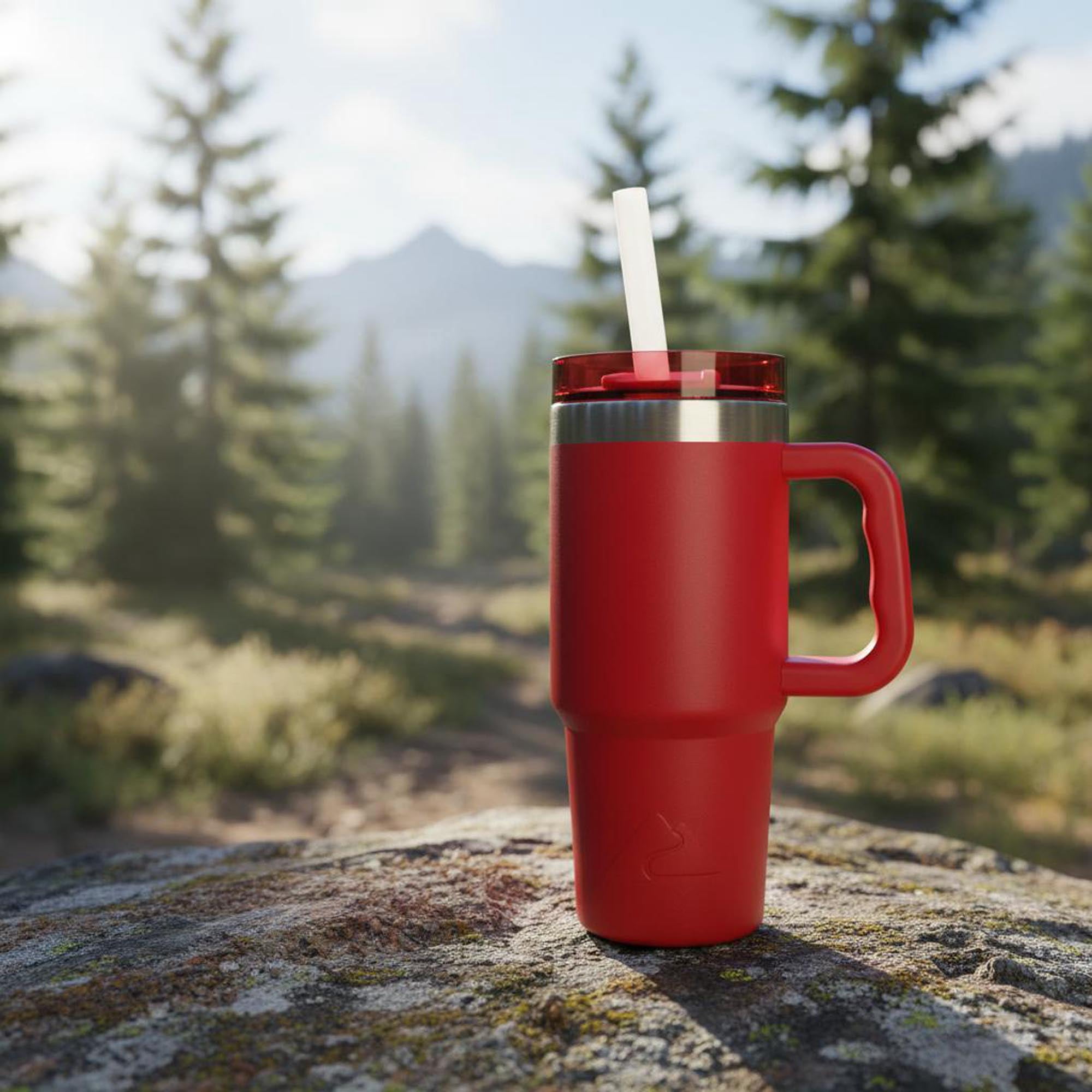 Ozark Trail 18 oz Stainless Steel Insulated Tumbler with Handle, Red