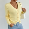 thumbnail image 5 of Button Sweaters for Women Winter Knit Open Front Crop Cardigan Sweaters Solid Long Sleeve V-Neck Pullover Shirts Tunic Tops, 5 of 8