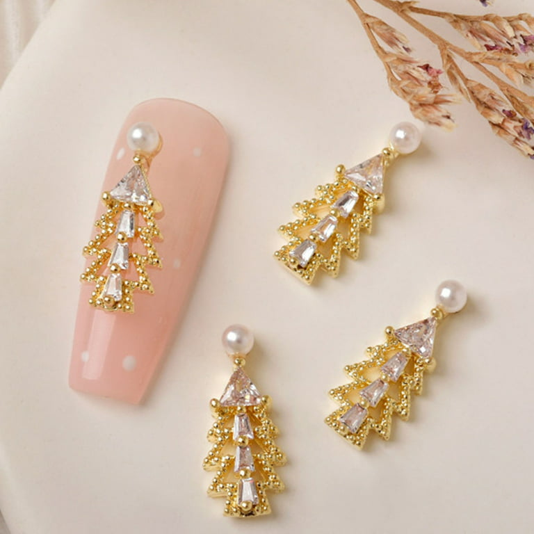 Qisuw Christmas Nail Rhinestones,3D Nail Charms Santa Claus Nail Gems Metal  Nail Studs for DIY Crafts Nail Art Decorations 