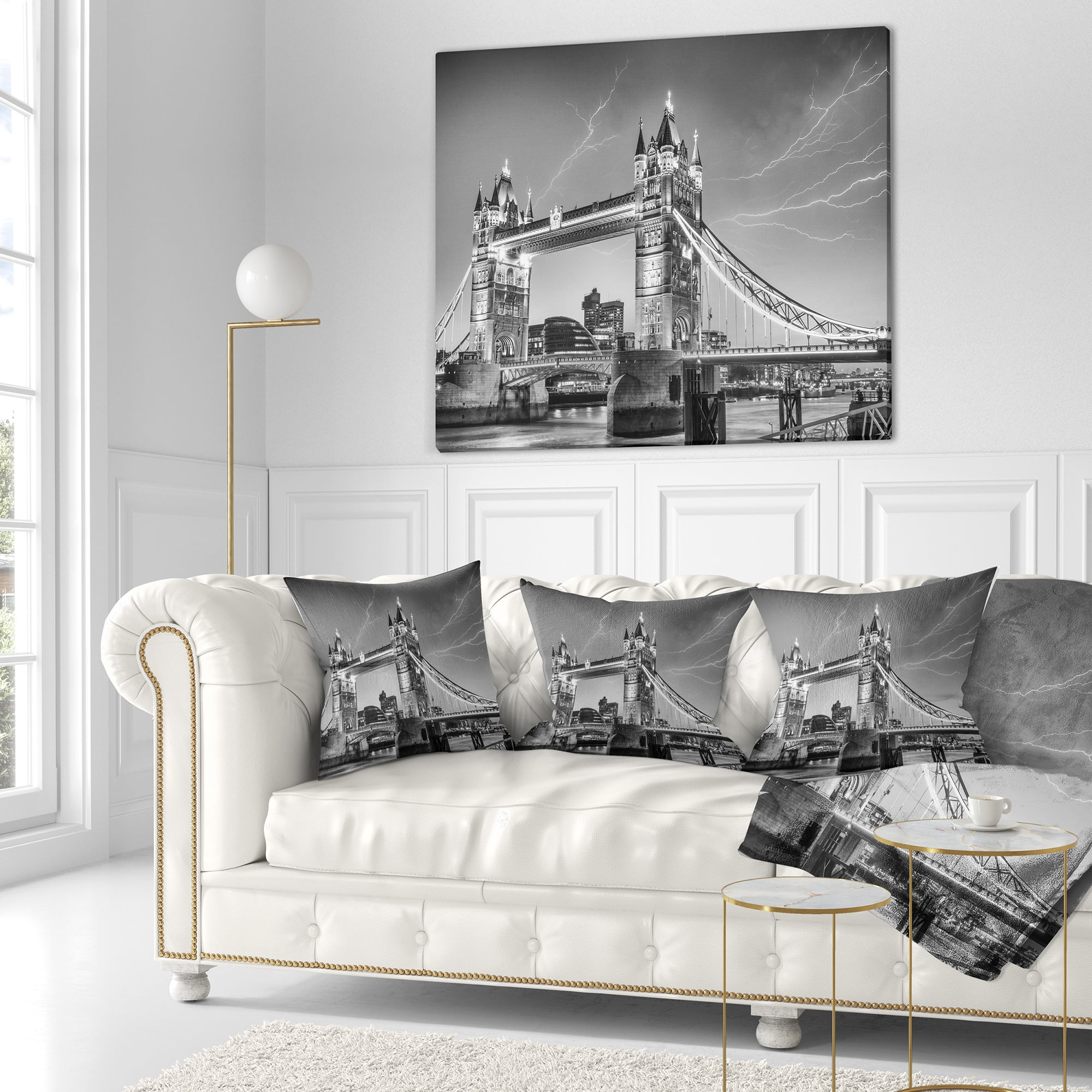 Designart Majesty of Tower Bridge London - Cityscape Photo Throw Pillow - 18x18