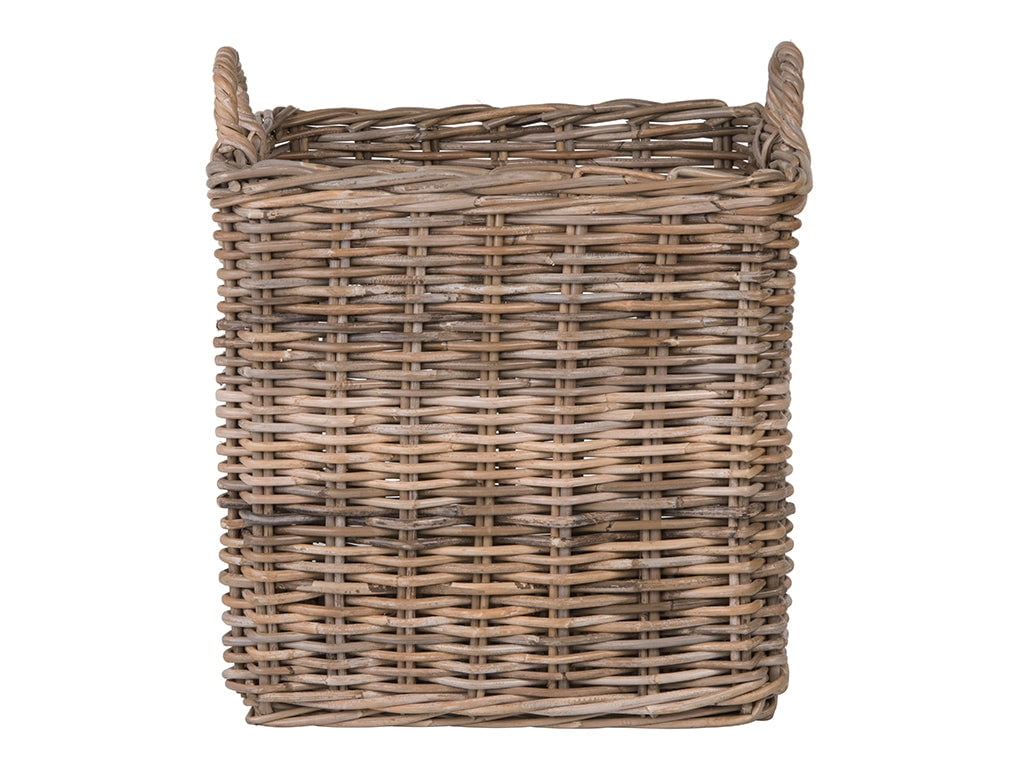 Kouboo Square Rattan Basket, Decorative Storage Basket and Planter, Living Room, Blankets, Laundry Basket, Linens
