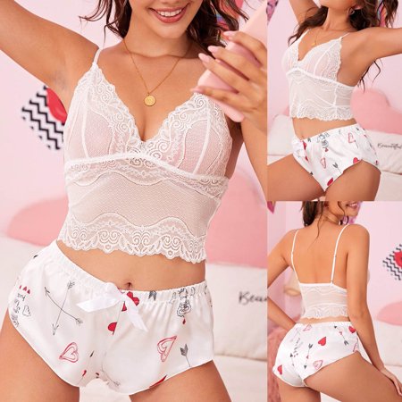 

Medcursor Set Bralette Lace Set Lingerie Lingerie Strappy Panty Pajamas And Women