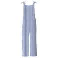 thumbnail image 4 of Lenpel Women's Jumpsuits Plus Size Sleeveless Spaghetti Strap Striped Plaid Straight Leg Rompers Causal Loose Overalls with Pockets, 4 of 5
