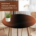 thumbnail image 5 of Ombre Round Fitted Table Cover Orange and Black Gradient Waterproof Table Cloth with Elastic Edge Wipeable Tablecloth for Picnic Camping Party Fits 55"-60" Diameter, 5 of 8