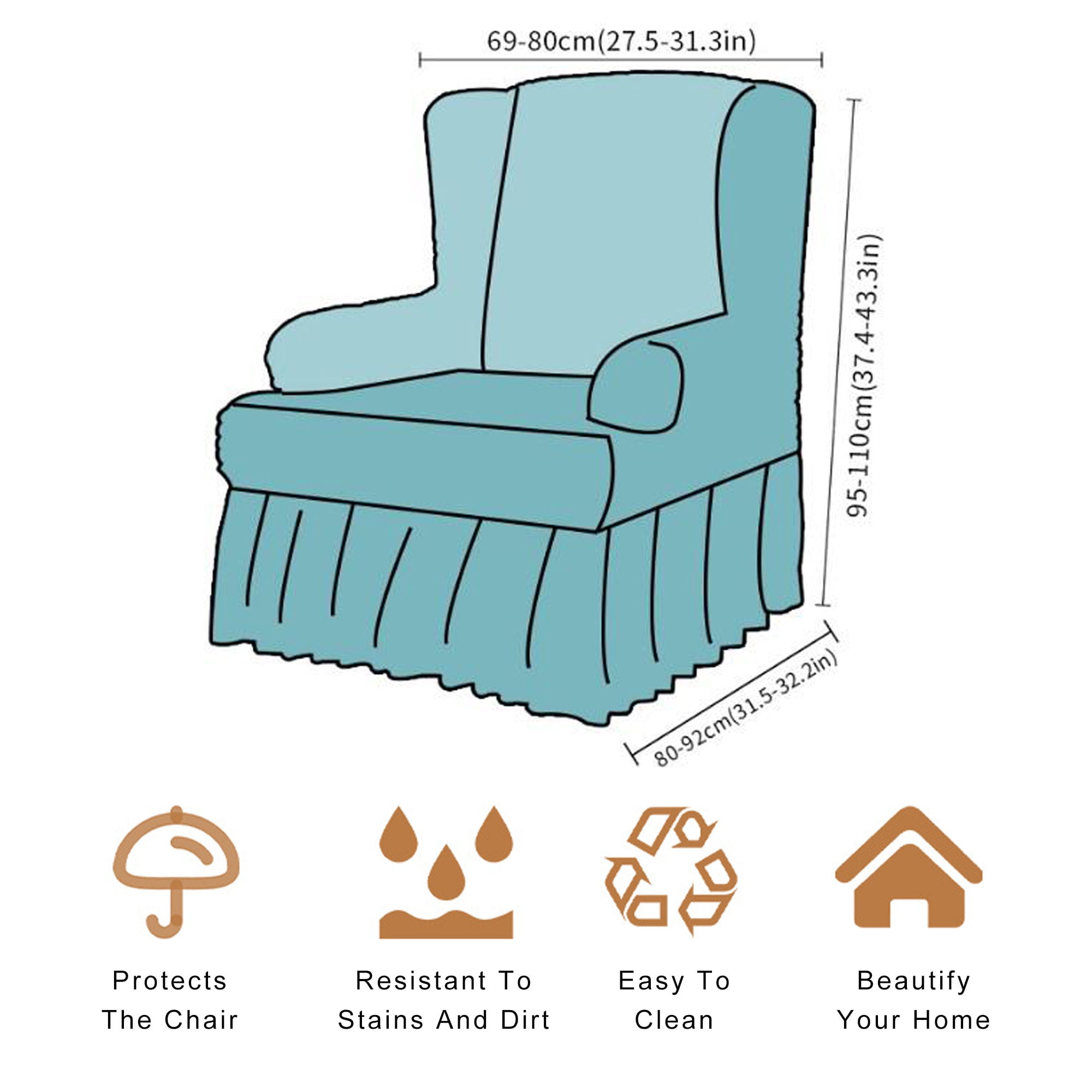 Wingback Chair Slipcover 2 Piece Spandex Fabric Stretch Washable Armchair Cover With Skirt Wing Chair Cover For Living Room Hotel Beige 1 Seater Walmart