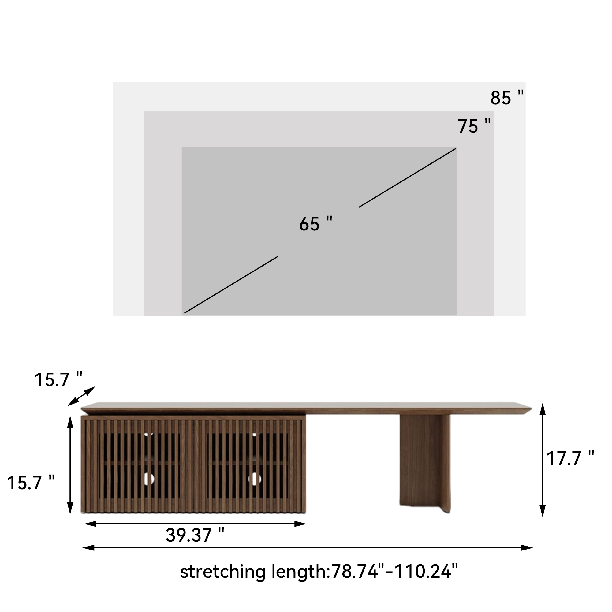 siu want Adjustable Walnut TV Stand with Storage for TVs Up to 100" - Modern Entertainment Center