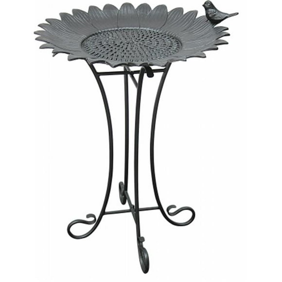 Innova Hearth & Home Sunflower Birdbath with wrought Iron Stand Antique Black