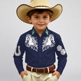 thumbnail image 2 of Toddler Tshirt Kids Western Frontier Button Down Denim Long Sleeve Casual Baby Tees Navy 12-13 Years, 2 of 6