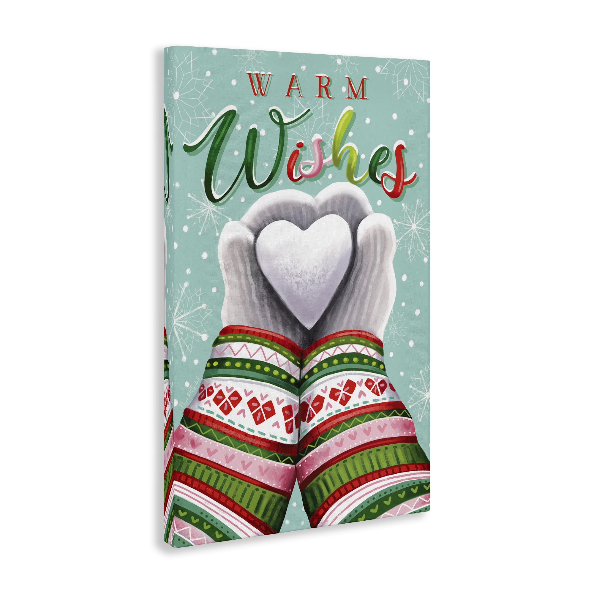 Stupell Industries Warm Wishes with Heart Holiday Painting Gallery Wrapped Canvas Art Print Wall Art, 20 x 30