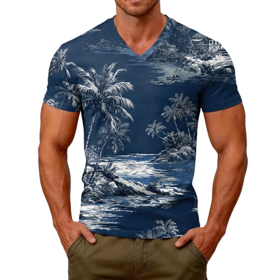 CONZONE Men's Hawaii T-Shirts Short Sleeve T Shirts for Men Casual Crew Neck Hawaiian Graphic Lightweight Tees Soft Summer Beach Tops