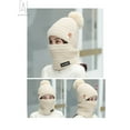 thumbnail image 6 of Gustave Women Pom Beanie Hat Scarf One-Piece Winter Fleece Lined Knit Warm Skull Cap Balaclava Mask Set Conjoined Ski Snow Hat and Scarf Neck Warmer (Pink), 6 of 7
