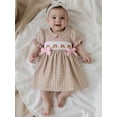 thumbnail image 5 of BemeyourBBs Toddler Baby Girl Thanksgiving Dress Outfit  Baby Girls Summer Fall Smocked Dress Clothes Cute Turkey Embroidery Puff Short Sleeve Doll Collar Plaid Giangham Dress, 5 of 8