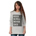 thumbnail image 4 of Rock N Roll Never Dies Metal Hardcore Plus Size Long Sleeve Graphic Tee Shirt Brisco Brands 2X, 4 of 5