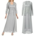 thumbnail image 2 of JINMGG Dresses under $10.00 Women Plus Size Hollow Out Lace Patchwork Solid Loose Hem Casual Long Dress Gray XL, 2 of 8