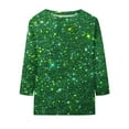 thumbnail image 4 of Green Womens Tops Long Sleeve Sparkly Shirts for Women Casual Crewneck Fall Glitter Tops Loose Fit Fashion Shiny Graphic Blouse Shirts for Women, 4 of 4