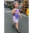thumbnail image 5 of BemeyourBBs Toddler Baby Girls Summer Clothes Cute Infant Baby Girls Ice Cream Outfits Embroidery Tank Tops and Stripe Ruffle Shorts Set Bag Headband 4Pcs Clothing, 5 of 9
