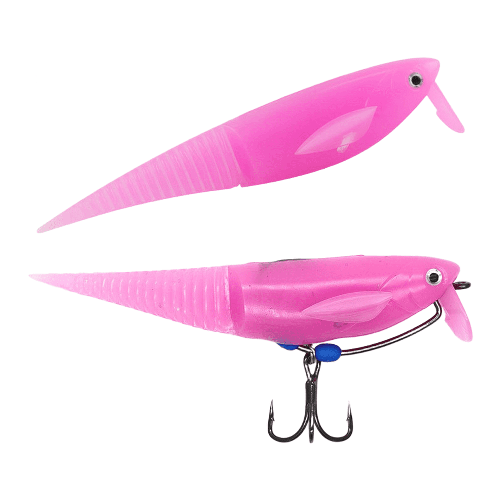 Natural Acting Minnow Lure with Adjustable Wings and TPE Soft Body for Targeted Fishing at Variable Depths (floating pink)